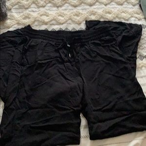 Black linen wide leg pants